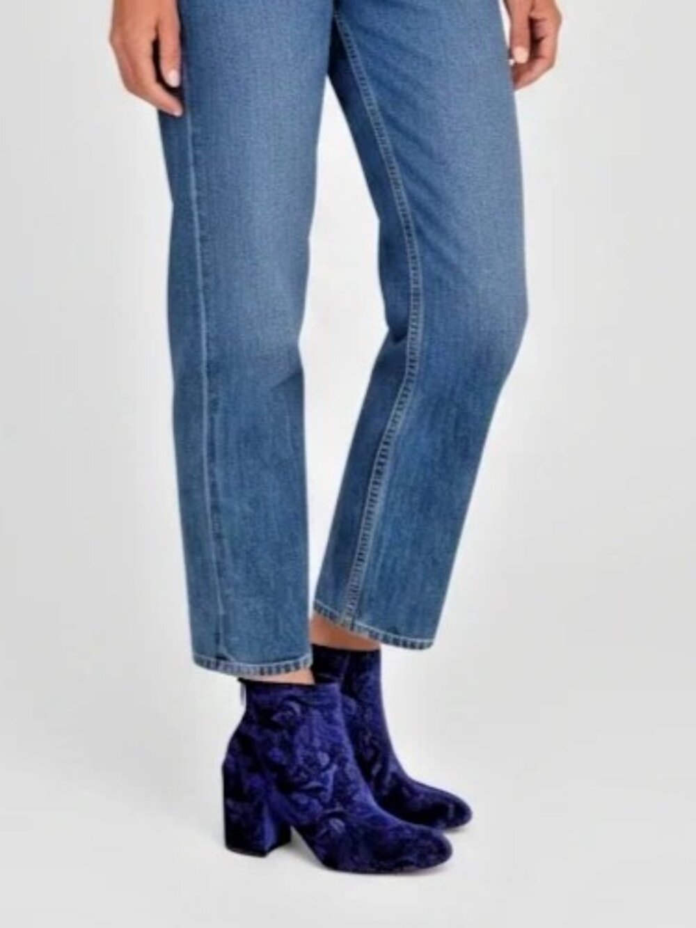 Stuart Weitzman Bacari Brocade Jacquard Botanic Blue Velvet Bootie Sz 8.5 M